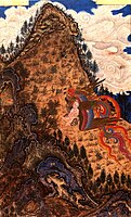 Unknown artist, Sarai Albums, Tabriz (Persia) Abduction of Zal by the Simurgh (ca.1370, Topkapı Palace Museum)